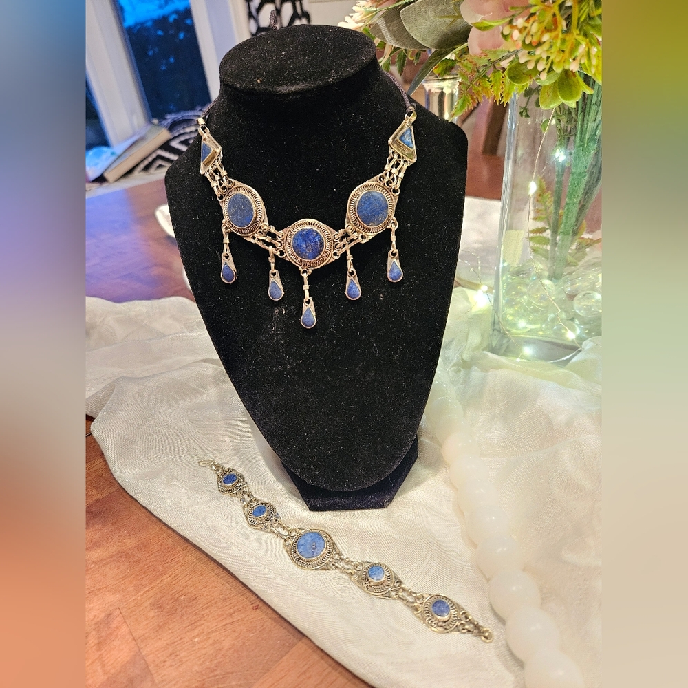 Handmade Lapis Lazuli choker - Afghan kochi choker- Afghani ethnic jewellery